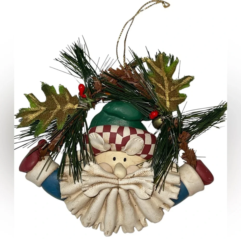 Pier 1 Vintage Santa Clay Ornament